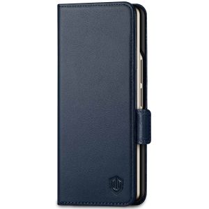 SHIELDON SAMSUNG Galaxy Z Fold5 Flip Case, SAMSUNG Z Fold 5 Genuine Leather Flip Cover - Navy Blue