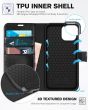 TUCCH iPhone 13 Wallet Case, iPhone 13 PU Leather Case, Folio Flip Cover with RFID Blocking, Credit Card Slots, Magnetic Clasp Closure - Full Grain Black