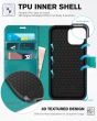 TUCCH iPhone 13 Wallet Case, iPhone 13 PU Leather Case, Folio Flip Cover with RFID Blocking, Credit Card Slots, Magnetic Clasp Closure - Full Grain Cyan