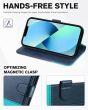 TUCCH iPhone 13 Wallet Case, iPhone 13 PU Leather Case, Folio Flip Cover with RFID Blocking, Credit Card Slots, Magnetic Clasp Closure - Blue & Lake Blue