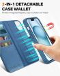 TUCCH iPhone 15 Plus Magnetic Detachable Leather Wallet Case, iPhone 15 Plus 2in1 Flip Cover - Light Blue