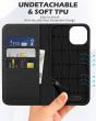 SHIELDON iPhone 15 Genuine Leather Wallet Case, iPhone 15 Folio Case - Full Grain Black