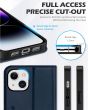 SHIELDON iPhone 15 Plus Genuine Leather Wallet Case, iPhone 15 Plus Magnetic Closure Cover - Navy Blue