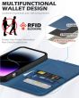 SHIELDON iPhone 15 Plus Genuine Leather Wallet Case, iPhone 15 Plus Magnet Phone Case - Royal Blue