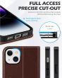 SHIELDON iPhone 15 Plus Genuine Leather Wallet Case, iPhone 15 Plus Front Cover Leather Case - Retro Coffee