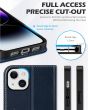 SHIELDON iPhone 15 Plus Genuine Leather Wallet Case, iPhone 15 Plus Phone Case - Retro Dark Blue