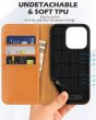 SHIELDON iPhone 15 Pro Genuine Leather Wallet Case, iPhone 15 Pro Flip Case - Brown