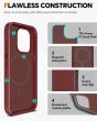 TUCCH iPhone 15 Pro Magnetic Detachable Leather Case, iPhone 15 Pro 2in1 Wallet Case - Dark Red