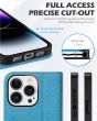 SHIELDON iPhone 15 Pro Genuine Leather Wallet Case, iPhone 15 Pro Cell Phone Case - Full Grain Light Blue