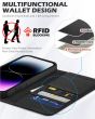 SHIELDON iPhone 15 Pro Max Genuine Leather Wallet Case, iPhone 15 Pro Max Fold Phone Case - Full Grain Black
