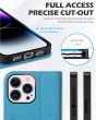 SHIELDON iPhone 15 Pro Max Genuine Leather Wallet Case, iPhone 15 Pro Max Phone Case with Card Holder - Full Grain Light Blue