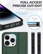 SHIELDON iPhone 15 Pro Max Genuine Leather Wallet Case, iPhone 15 Pro Max Front Cover Leather Case - Midnight Green