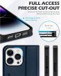 SHIELDON iPhone 15 Pro Max Genuine Leather Wallet Case, iPhone 15 Pro Max Magnet Phone Case - Navy Blue