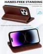 SHIELDON iPhone 15 Pro Max Genuine Leather Wallet Case, iPhone 15 Pro Max Phone Case - Retro Coffee