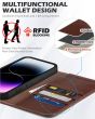 SHIELDON iPhone 15 Pro Max Genuine Leather Wallet Case, iPhone 15 Pro Max Phone Case - Retro Coffee