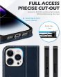 SHIELDON iPhone 15 Pro Max Genuine Leather Wallet Case, iPhone 15 Pro Max Mobile Phone Case - Retro Dark Blue