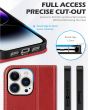 SHIELDON iPhone 15 Pro Max Genuine Leather Wallet Case, iPhone 15 Pro Max Cell Phone Case - Retro Red