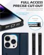 SHIELDON iPhone 15 Pro Genuine Leather Wallet Case, iPhone 15 Pro Magnetic Closure Cover - Navy Blue