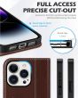 SHIELDON iPhone 15 Pro Genuine Leather Wallet Case, iPhone 15 Pro Front Cover Leather Case - Retro Coffee