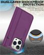 SHIELDON iPhone 15 Pro Genuine Leather Wallet Case, iPhone 15 Pro Phone Case with Card Holder - Purple