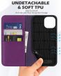 SHIELDON iPhone 15 Genuine Leather Wallet Case, iPhone 15 Phone Case - Purple