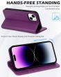 SHIELDON iPhone 15 Genuine Leather Wallet Case, iPhone 15 Phone Case - Purple