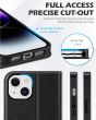 SHIELDON iPhone 15 Genuine Leather Wallet Case, iPhone 15 Magnet Phone Case - Retro Black