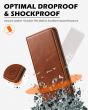 SHIELDON SAMSUNG Galaxy S23FE Wallet Case, SAMSUNG S23FE Leather Cover Flip Folio Book Case - Retro Brown
