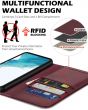 SHIELDON SAMSUNG Galaxy A54 Wallet Case, SAMSUNG A54 Genuine Leather Case RFID Blocking Card Holder Magnetic Closure Kickstand Protective Book Flip Folio Cover - Wine Red