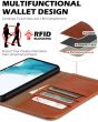 SHIELDON SAMSUNG Galaxy A54 Wallet Case, SAMSUNG A54 Genuine Leather Case RFID Blocking Card Holder Magnetic Closure Kickstand Protective Book Flip Folio Cover - Brown - Retro