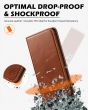 SHIELDON SAMSUNG Galaxy A55 Wallet Case, SAMSUNG A55 Genuine Leather Case RFID Blocking Card Holder Magnetic Closure Kickstand Protective Book Flip Folio Cover - Retro Brown