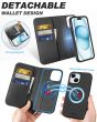 SHIELDON iPhone 15 Magnetic Detachable Wallet Case, iPhone 15 MagSafe & Wireless Charging Compatible Case - Black