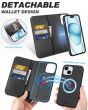 SHIELDON iPhone 15 Plus Detachable Magnetic Wallet Case, iPhone 15 Plus Genuine Leather Case,  MagSafe & Qi wireless charging Compatible - Black