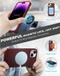 SHIELDON iPhone 15 Plus Detachable Magnetic Wallet Case, iPhone 15 Plus Genuine Leather Case,  Support Qi wireless charging - Wine Red