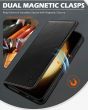 SHIELDON SAMSUNG Galaxy S23 Plus Wallet Case, SAMSUNG S23 Plus Leather Cover Flip Folio Book Case - Black - Retro