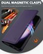 SHIELDON SAMSUNG Galaxy S23 Wallet Case, SAMSUNG S23 Leather Cover Flip Folio Book Case - Dark Purple