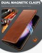 SHIELDON SAMSUNG Galaxy S23 Wallet Case, SAMSUNG S23 Leather Cover Flip Folio Book Case - Brown - Retro
