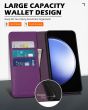 SHIELDON SAMSUNG Galaxy S24 Genuine Leather Wallet Case, SAMSUNG S24 Flip Case Folio Book Magnet Cover - Purple