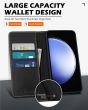 SHIELDON SAMSUNG Galaxy S24 Genuine Leather Wallet Case, SAMSUNG S24 Flip Case Folio Book Magnet Cover - Retro Black