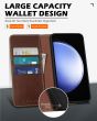 SHIELDON SAMSUNG Galaxy S24 Genuine Leather Wallet Case, SAMSUNG S24 Flip Case Folio Book Magnet Cover - Retro Coffee