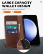 SHIELDON SAMSUNG Galaxy S24 Plus Wallet Case, SAMSUNG S24 Plus Genuine Leather Cover Flip Folio Book Case - Coffee - Retro