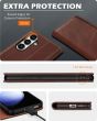SHIELDON SAMSUNG Galaxy S24 Plus Wallet Case, SAMSUNG S24 Plus Genuine Leather Cover Flip Folio Book Case - Coffee - Retro