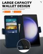 SHIELDON SAMSUNG Galaxy S24 Ultra Wallet Case, SAMSUNG S24 Ultra Leather Cover Flip Folio Book Case - Navy Blue