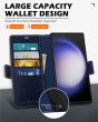 SHIELDON SAMSUNG Galaxy S24 Ultra Wallet Case, SAMSUNG S24 Ultra Leather Cover Flip Folio Book Case - Dark Blue - Retro