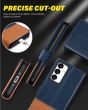 TUCCH SAMSUNG GALAXY A54 Wallet Case, SAMSUNG A54 Leather Case Folio Cover - Dark Blue & Brown