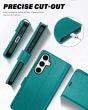 TUCCH SAMSUNG GALAXY A55 Wallet Case, SAMSUNG A55 Leather Case Folio Cover - Full Grain Cyan