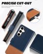 TUCCH SAMSUNG GALAXY A55 Wallet Case, SAMSUNG A55 Leather Case Folio Cover - Blue & Brown