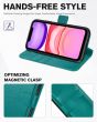 TUCCH iPhone 12 Wallet Case, iPhone 12 Pro Case, iPhone 12 / Pro 6.1-inch Flip Case - Cyan - Full Grain