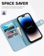 TUCCH iPhone 15 Wallet Case, iPhone 15 PU Leather Case-Shiny Light Blue