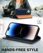 TUCCH iPhone 15 Wallet Case, iPhone 15 Leather Phone Case - Dark Blue&Brown